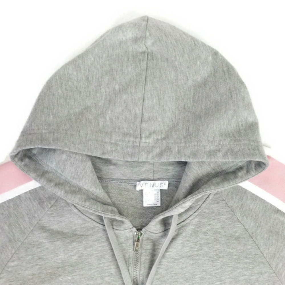Venus Gray Pullover Long Split Sleeve Hooded Swea… - image 3